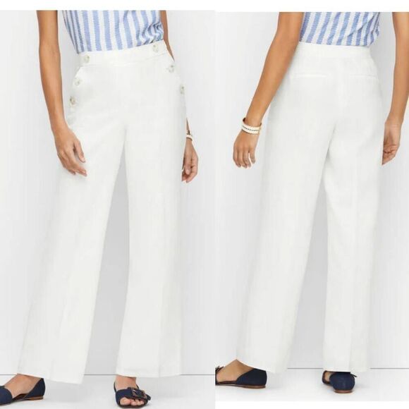 Theory Wide Leg Linen Sailor Pants 6 - Picture 1 of 9